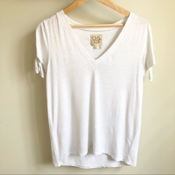 CHASER White Tie-Sleeve V Neck Top Size Small - Picture 2 of 8
